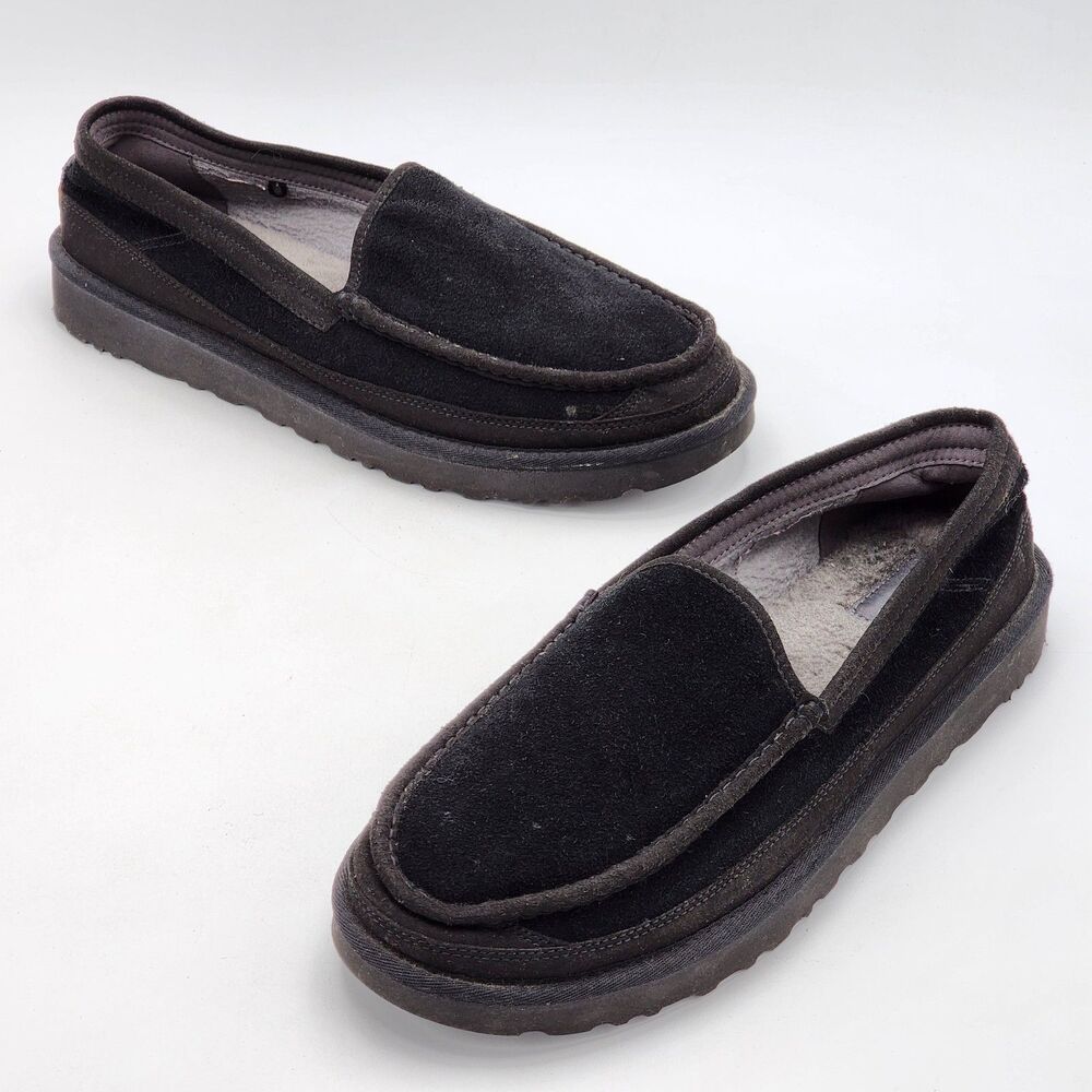 UGG Dex Suede Slip On Loafers Cozy Slippers Comfort Shoes Black Men's Size 13